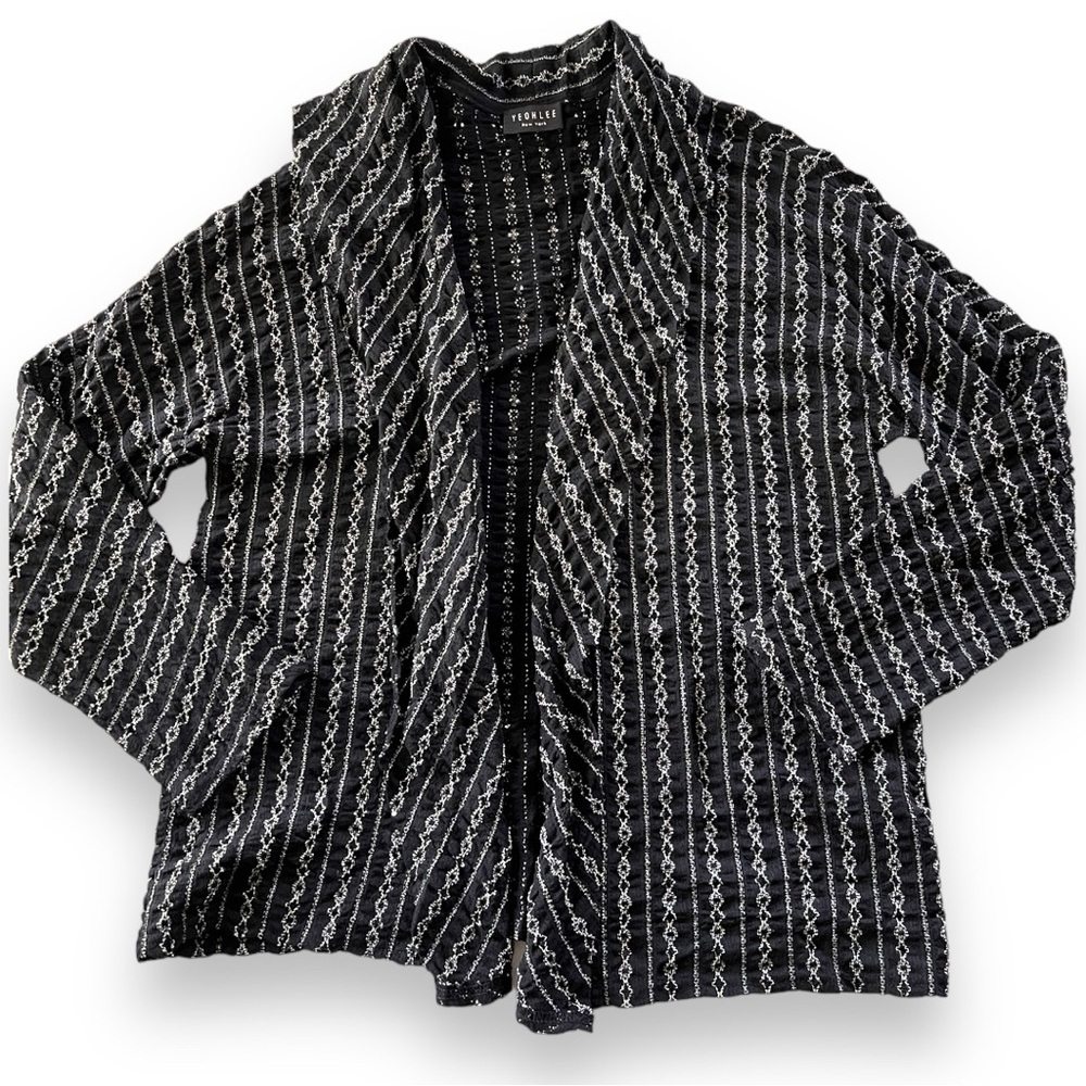 Yeohlee Textured Stretch Lightweight Jacket Size Medium Black Cream